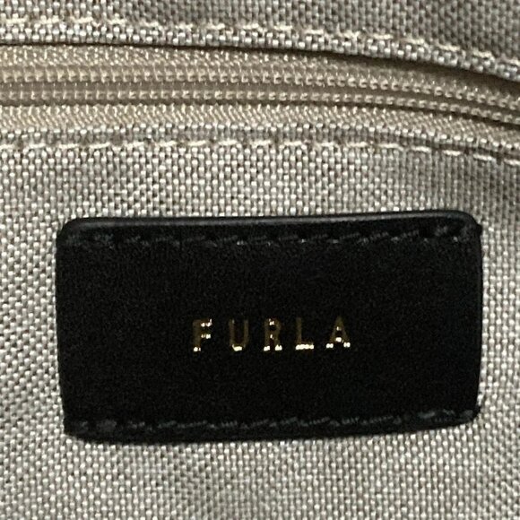 Auth FURLA - Beige Dark Brown Canvas Leather Shoulder Bag - Picture 10 of 11